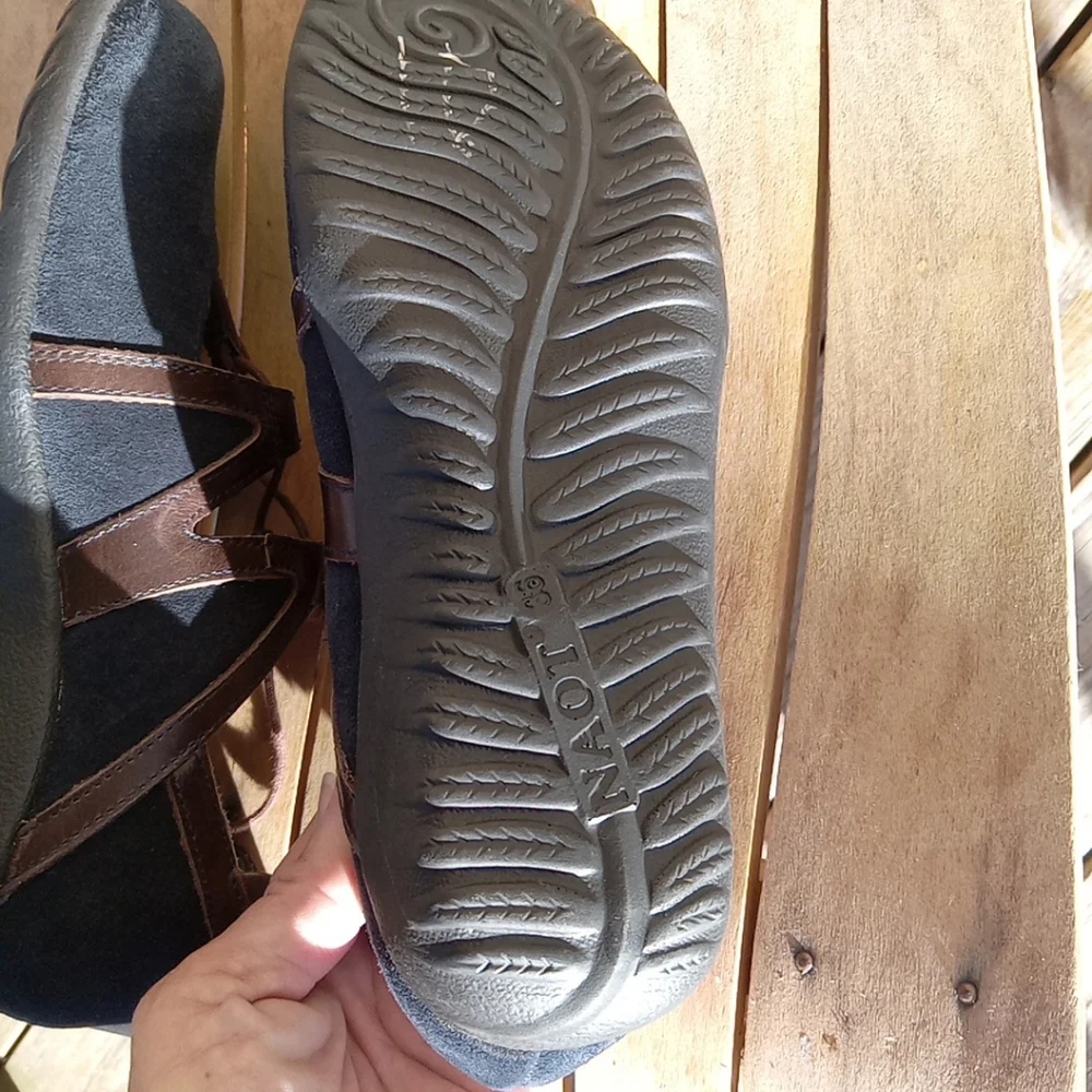 NAOT BLUE SUEDE LEATHER LACE UP MARY JANE SHOES SANDALS SIZE 36 U.S.A 5 - Picture 13 of 16